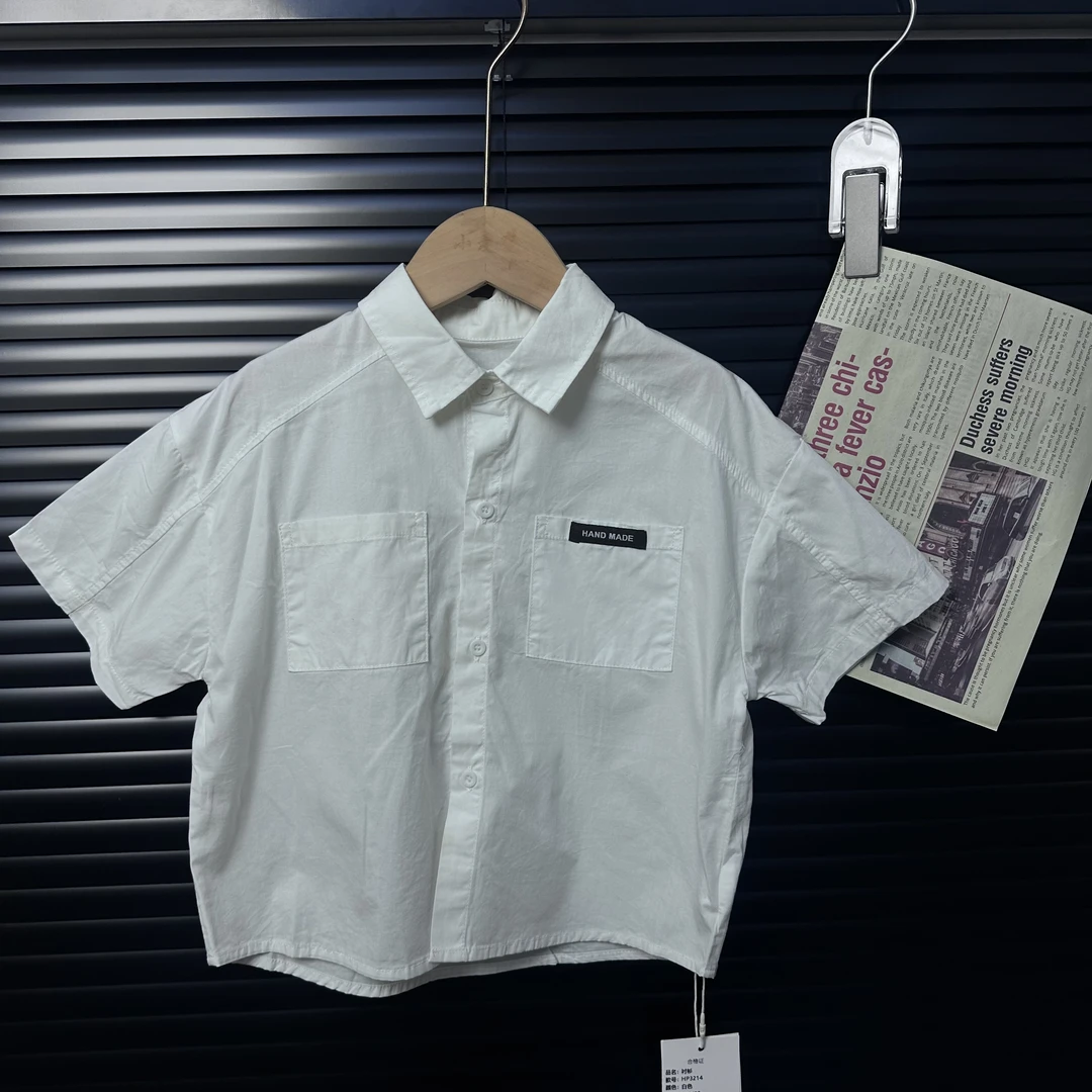 （现货）儿童韩版白衬衫短袖