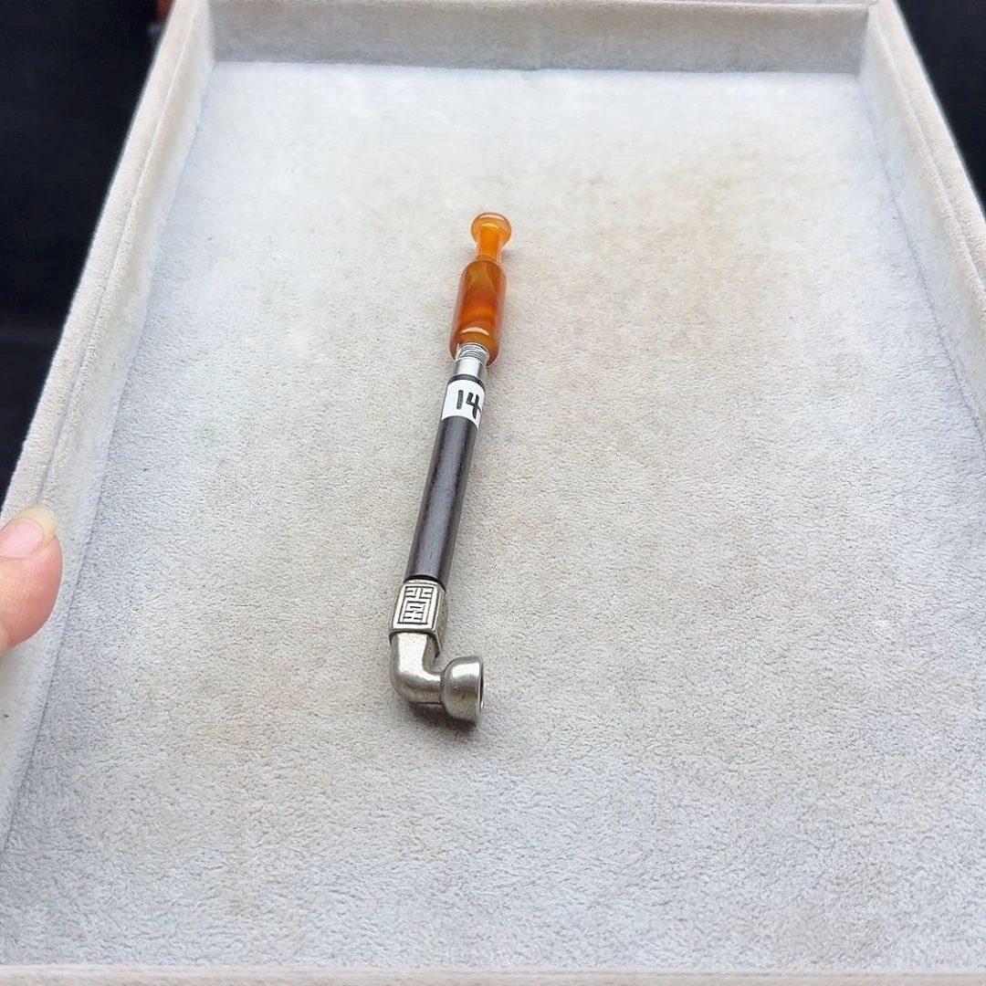 随***欲旱烟袋20厘米长玛瑙嘴白铜锅