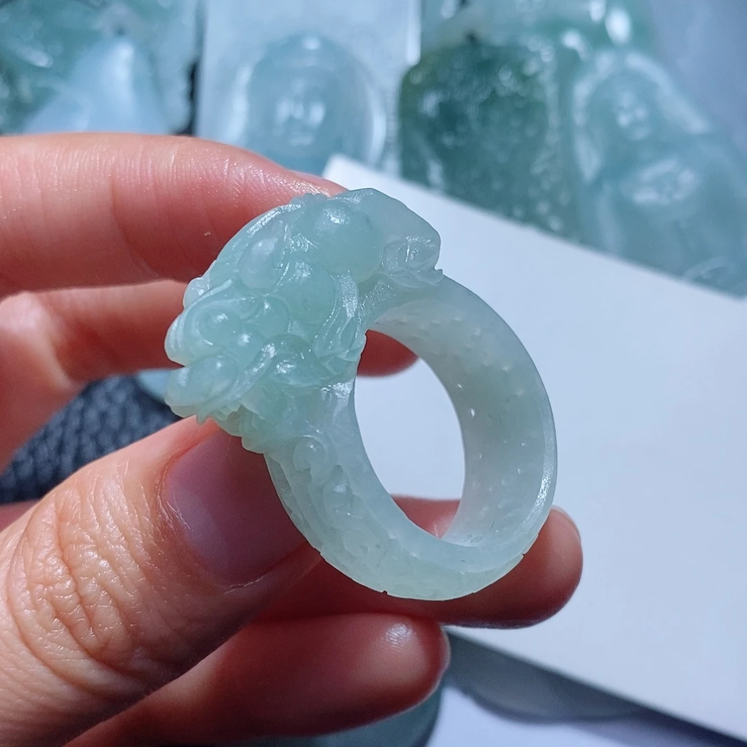 定制翡翠未镶嵌毛货付款后确认抛光