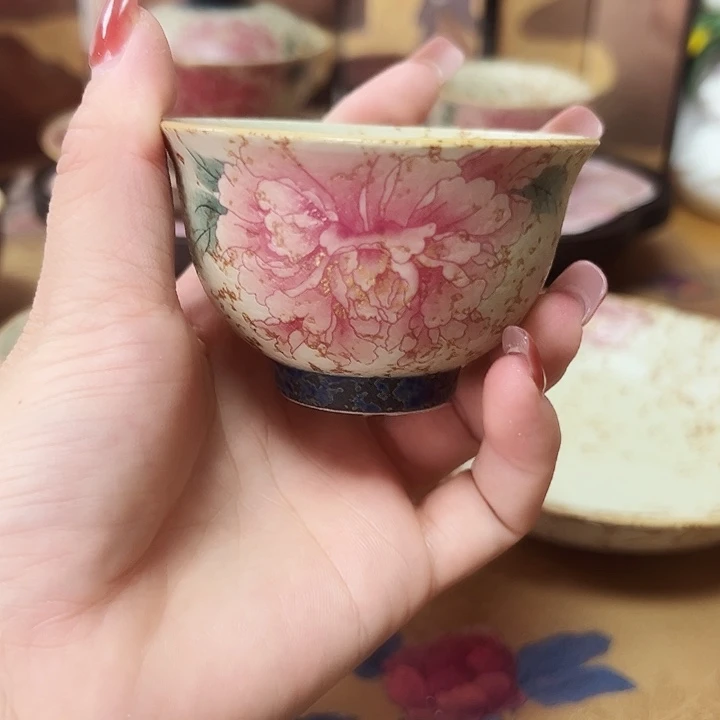 火石红国色牡丹盛世系列茶器