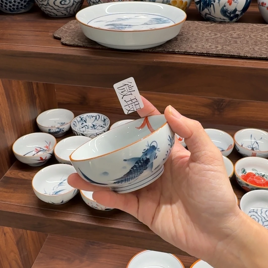 釉下手绘茶具微瑕