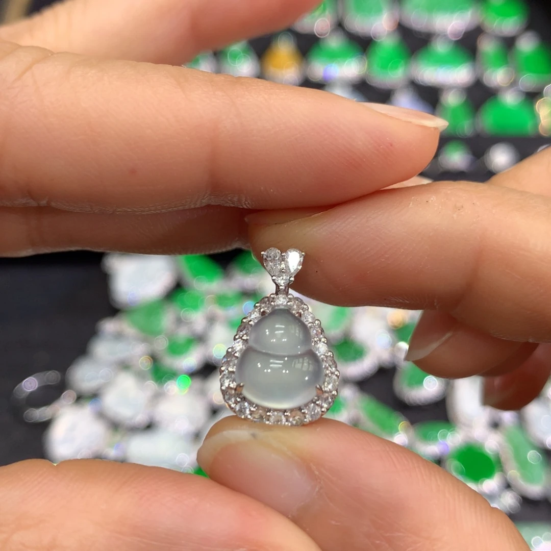 翡翠18K金镶嵌吊坠(不含链)