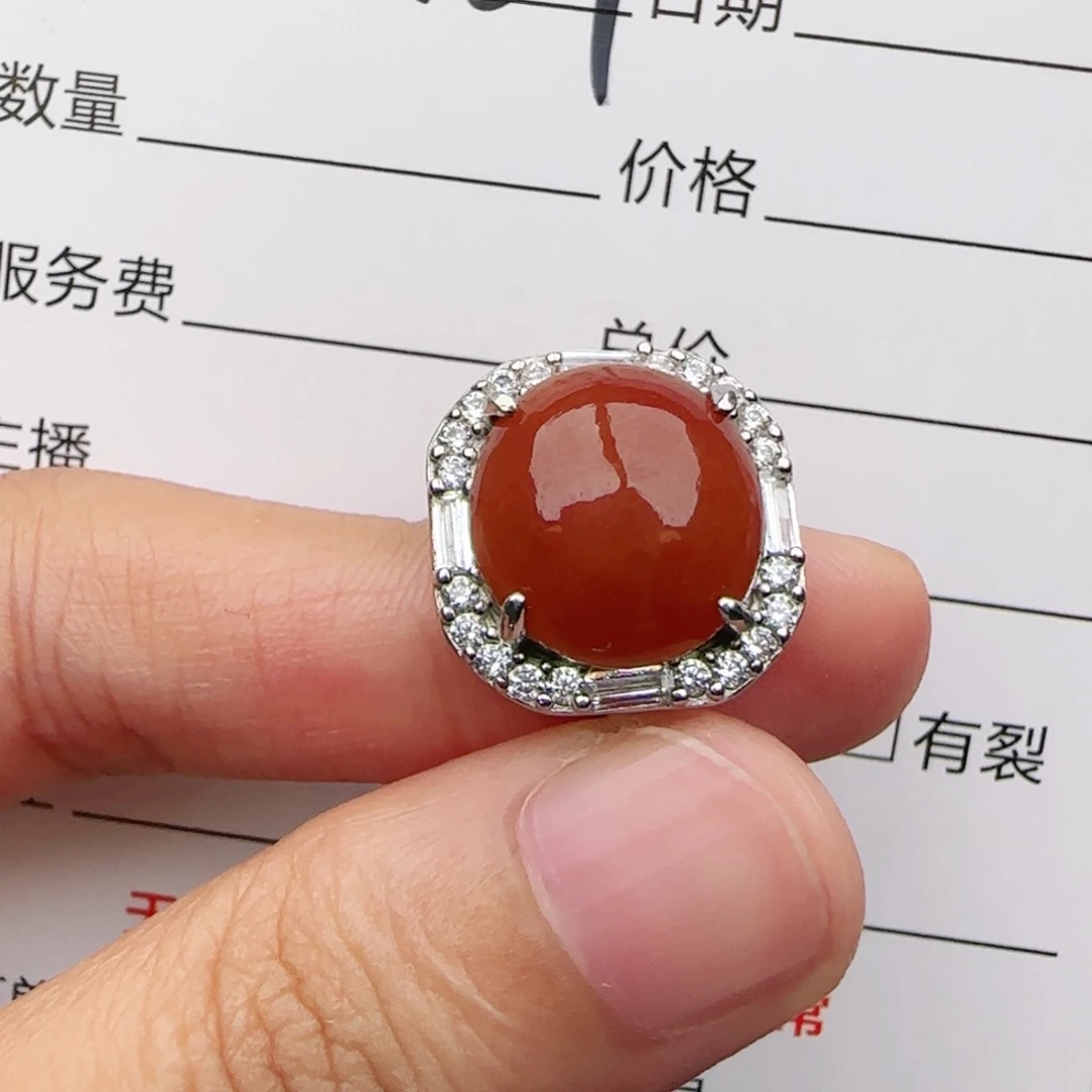 翡翠戒指银S925镶嵌戒指