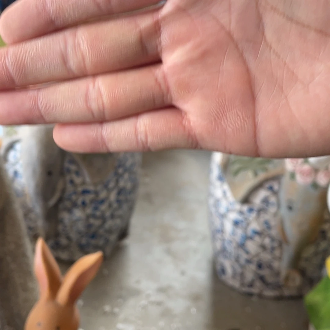 【闪购商品】氧化镁青花大象盆一对摆件