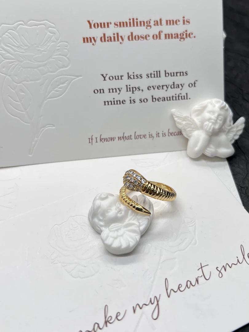 铜合金戒指 蛇形水滴开口戒指 8331