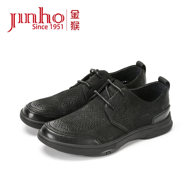Jinho/金猴休闲皮鞋夏季英伦头层牛皮舒适商务镂空透气3700122A/C