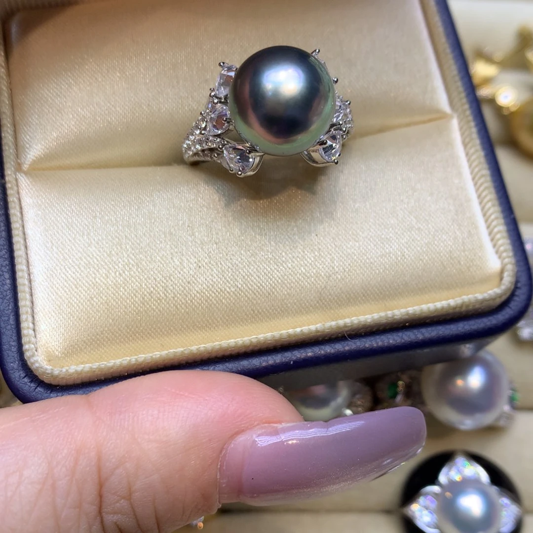 银S925镶嵌戒指海水珍珠