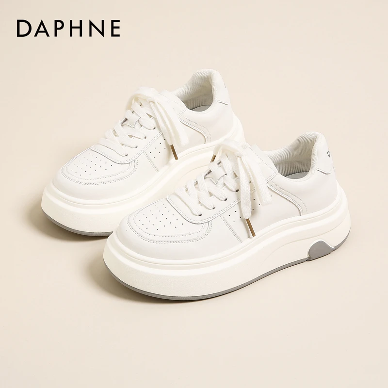 Daphne/达芙妮2025秋冬新款琥珀流光时尚百搭小白鞋运动休闲女鞋