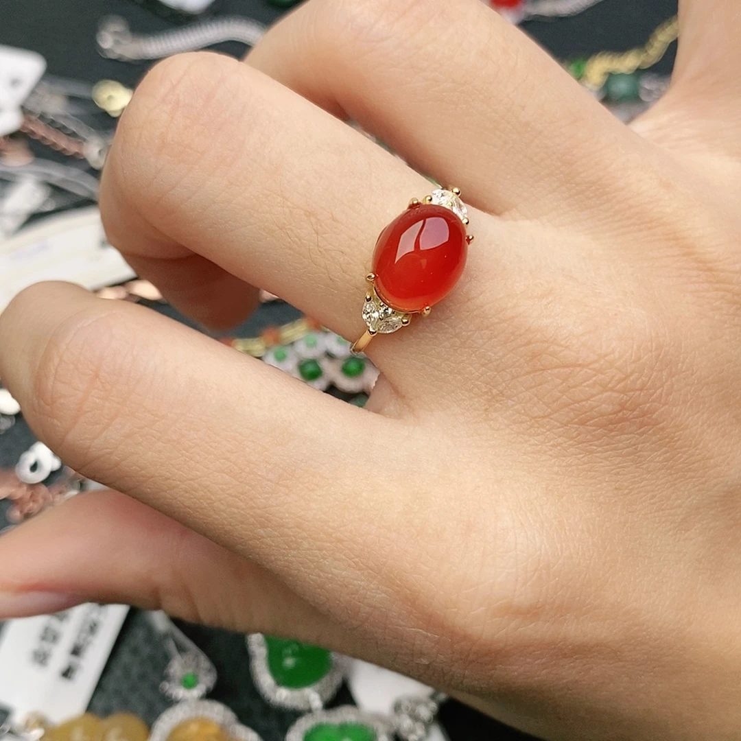 玛瑙/玉髓银S925镶嵌戒指