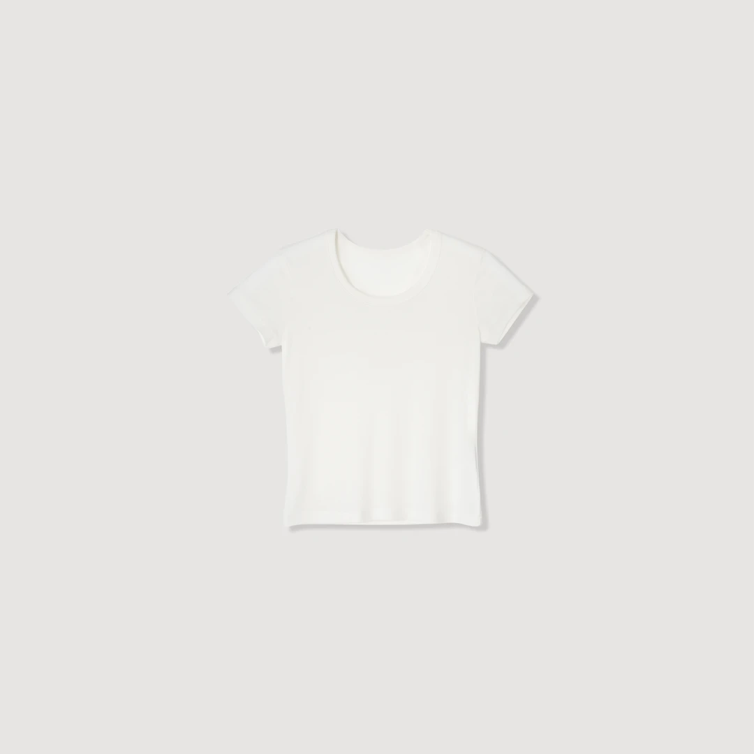 捡漏【简约艺术】桑蚕丝混纺莱赛尔面料圆领短袖T恤上衣J25053