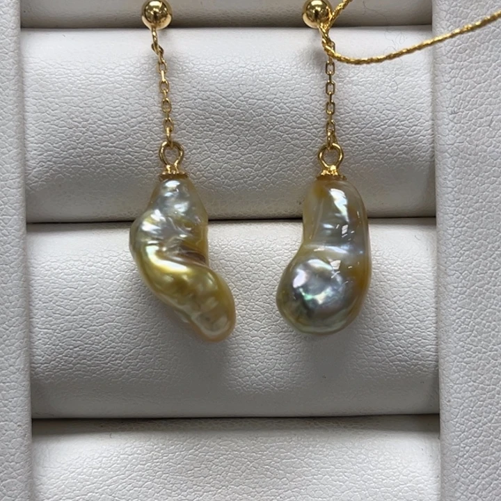 耳饰海水珍珠银S925镶嵌keshi 18号