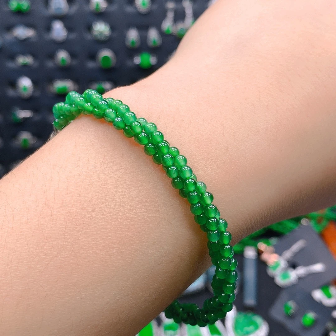 翡翠未镶嵌吊坠(不含链)麻花手串