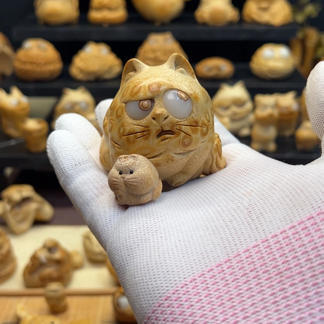 H***竹根雕杨东方大花猫