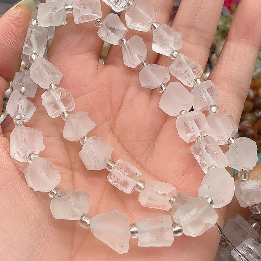 合金玛瑙/玉髓珠宝半成品白水晶原石约8mm一条