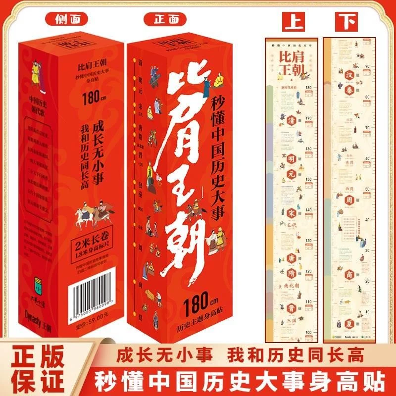 【育当家】秒懂中国历史大事件 比肩王朝身高贴中国历史长河图TX
