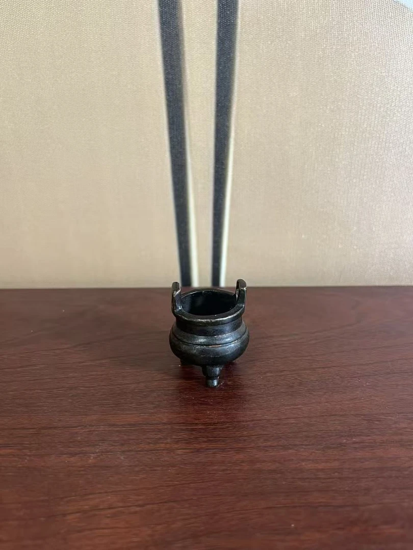 复古香炉官帽耳三足鼎炉宣德炉摆件家用供奉室内一柱香把玩件