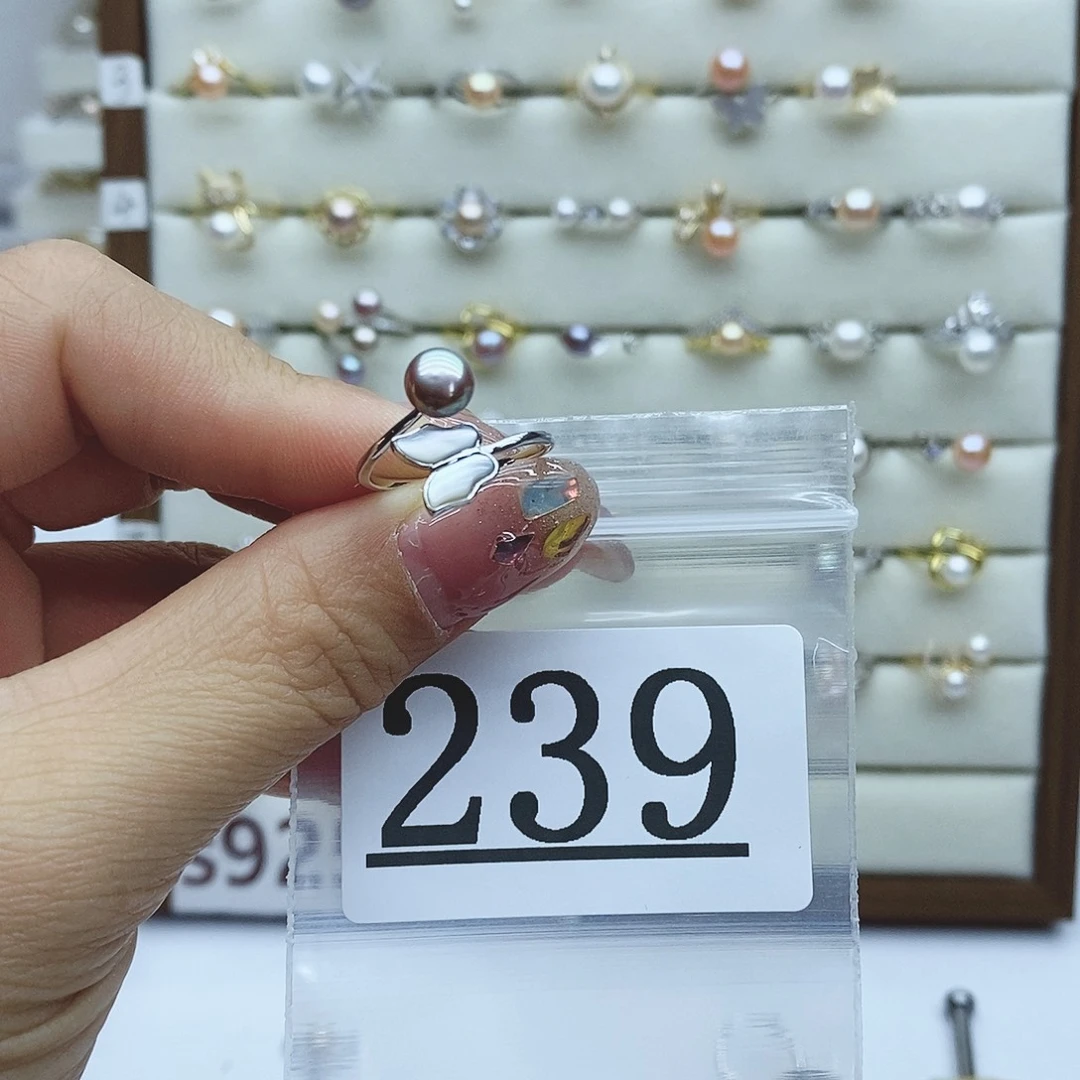 淡水珍珠戒指银S925镶嵌火***萱239