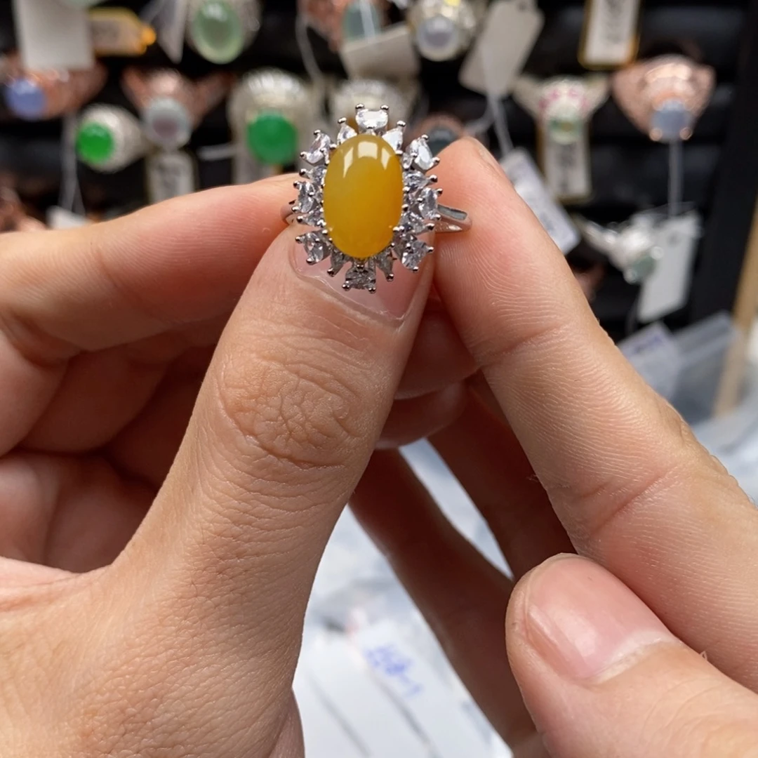 翡翠戒指银S925镶嵌用****0天然缅甸翡翠a货