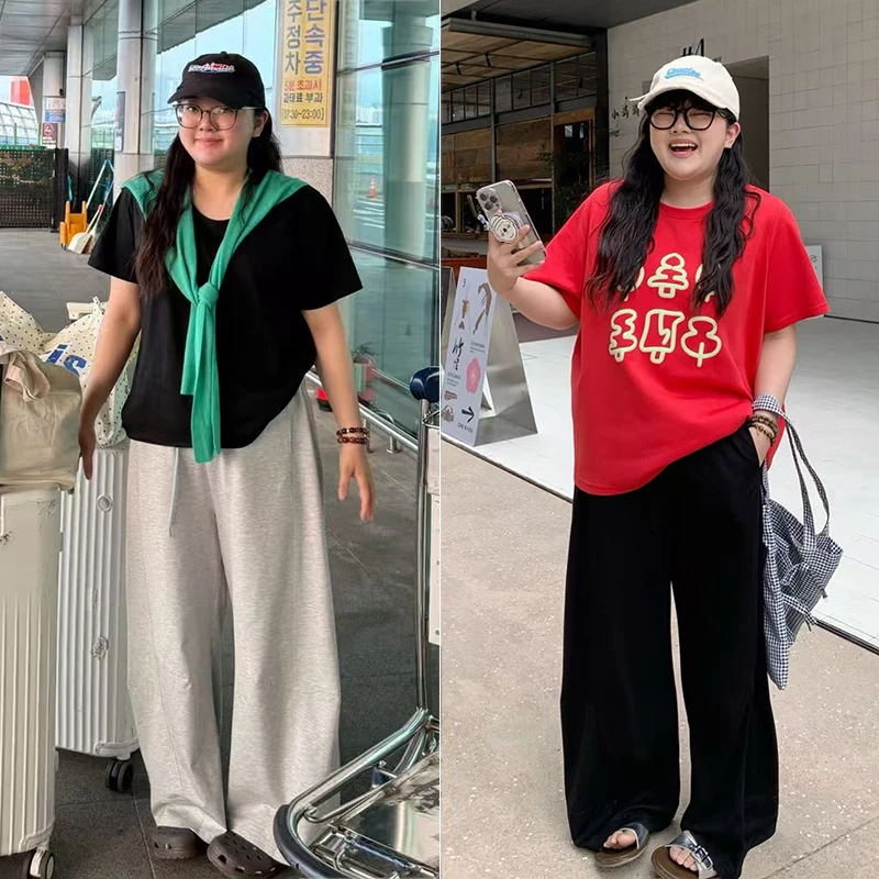 夏季微胖MM宽松慵懒松弛休闲通勤穿搭设计感薄款凉感弯刀裤  6221