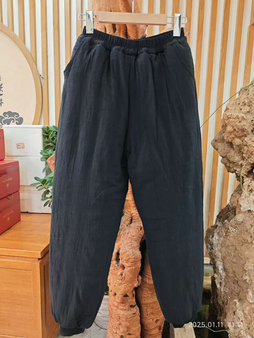 女士手工棉花棉裤成人加厚高腰保暖防寒外穿百搭修身棉裤冬季