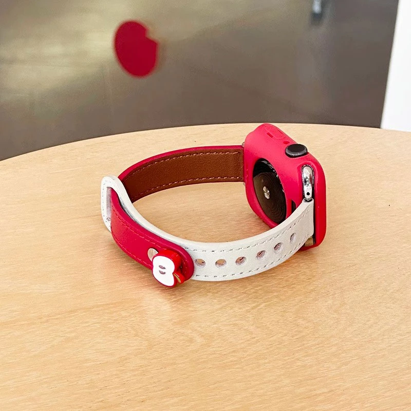 红苹果丨适用苹果手表s10表带s11皮Apple watch腕带iWatch保护壳9