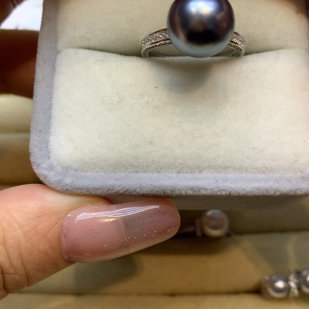 银S925镶嵌戒指海水珍珠