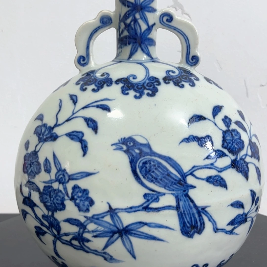 瓶平****！一个青花花鸟瓶