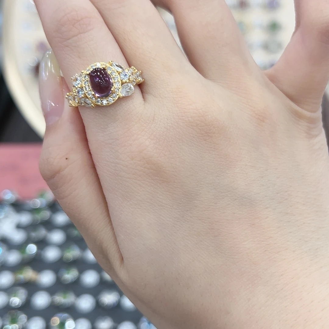 蛇纹石玉戒指银S925镶嵌ꪋ***