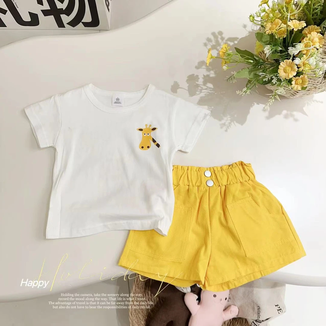 汤圆家童装2025夏季新款卡通印花圆领可爱套装 XA-724