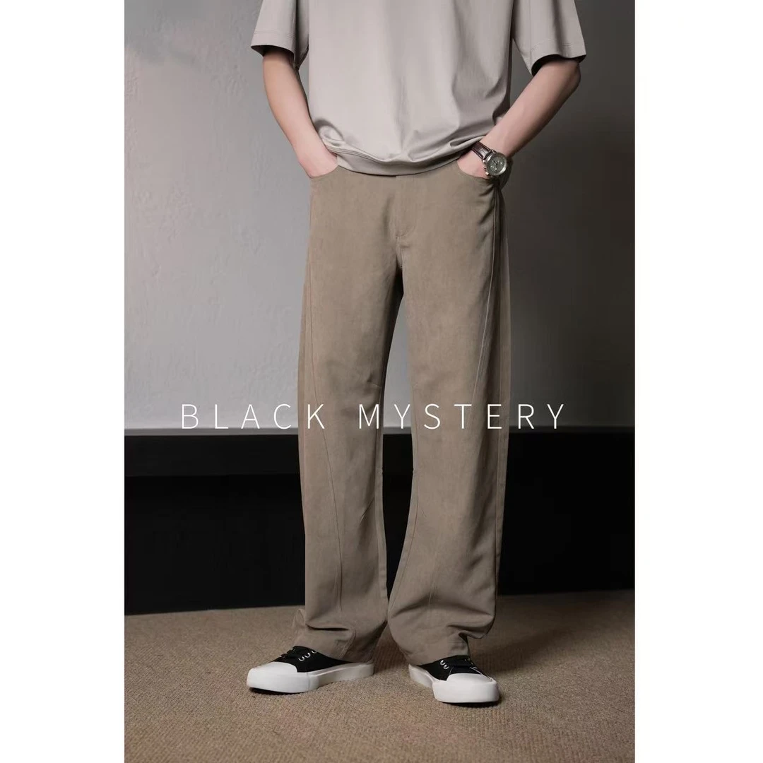 【BlackMystery】垂野 夏季斜纹抗皱高级时尚微宽松弯刀休闲裤 3511商品图