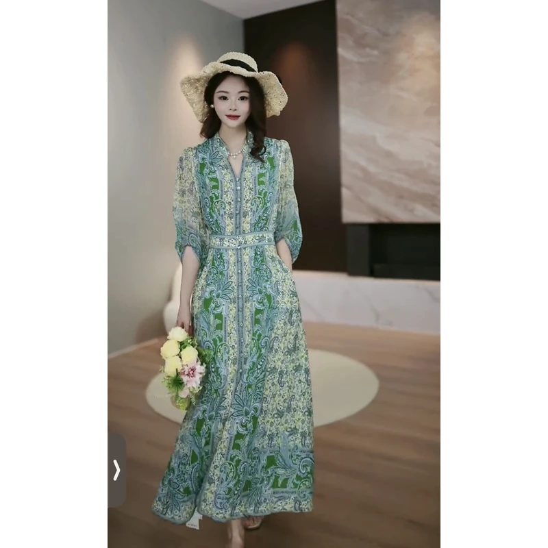 【青青子衿】25年新款温柔名媛风优雅气质收腰高端连衣裙