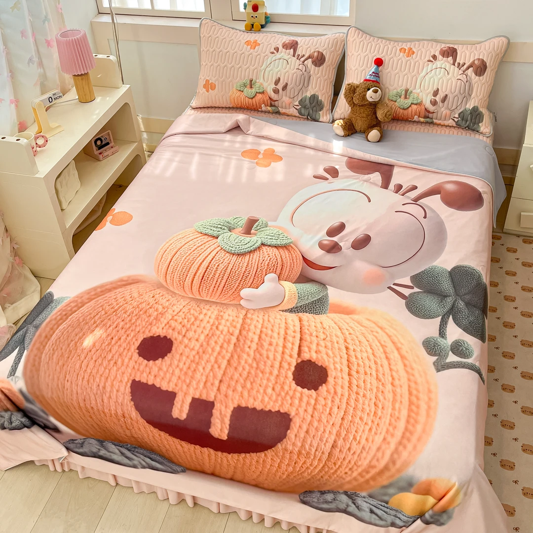 Bobdog/巴布豆5D冰丝凉感软凉席四件套 夏季冰丝软凉席凉感空调被