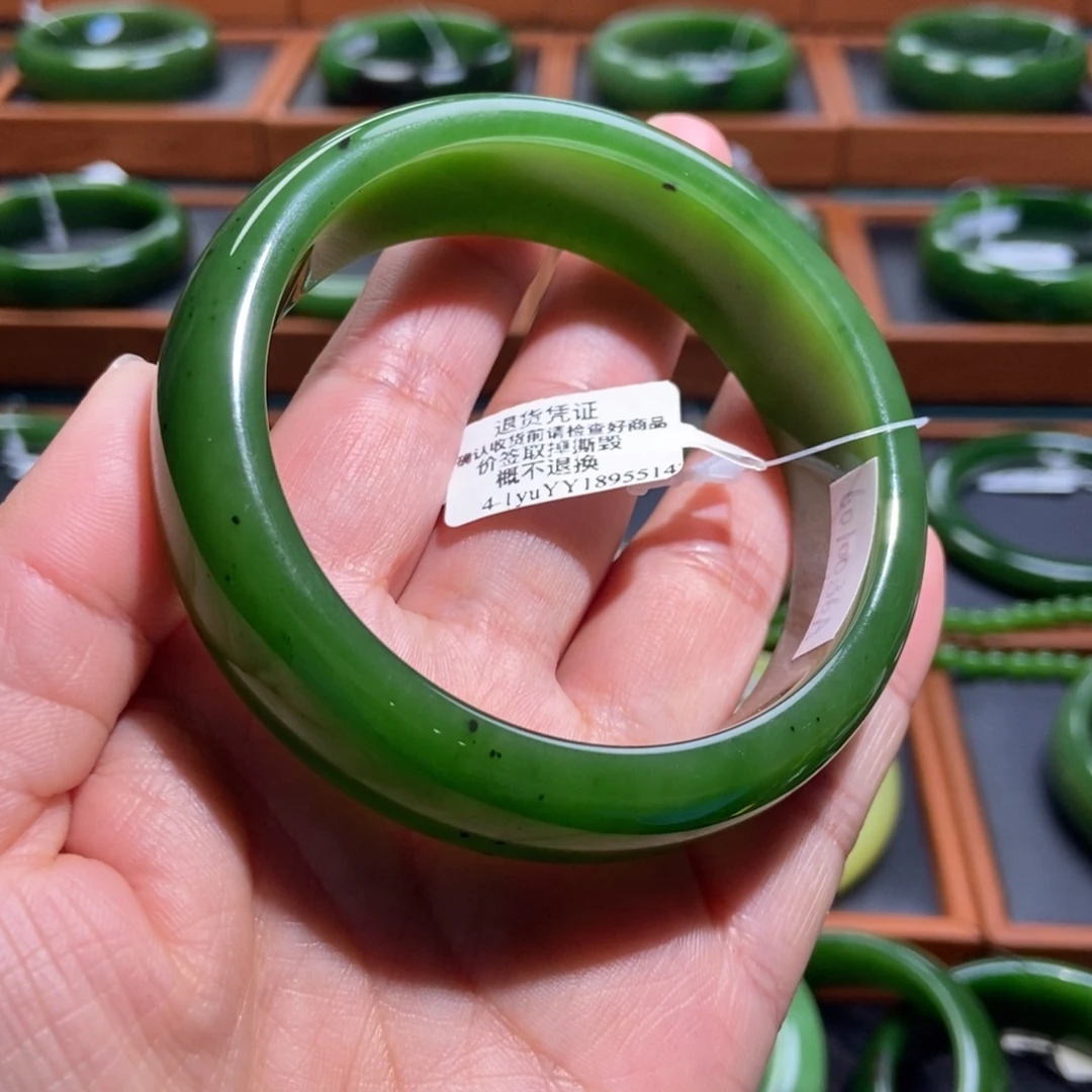 和田玉（碧玉）未镶嵌手镯冰阳绿5960