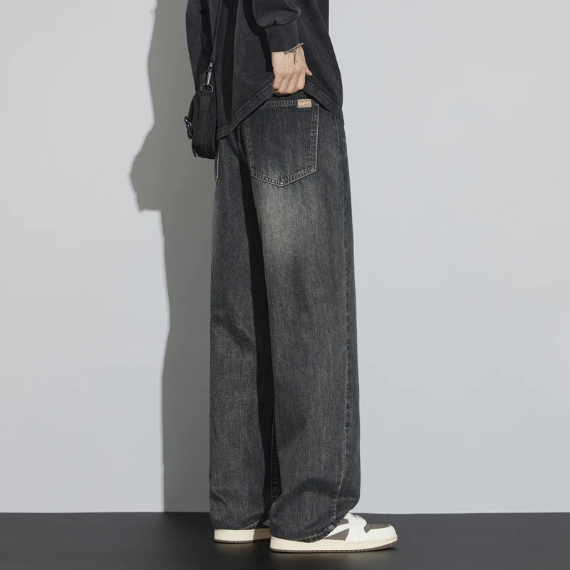 新款休闲牛仔裤男2025年宽松直筒高街复古潮流男士潮牌阔腿百搭