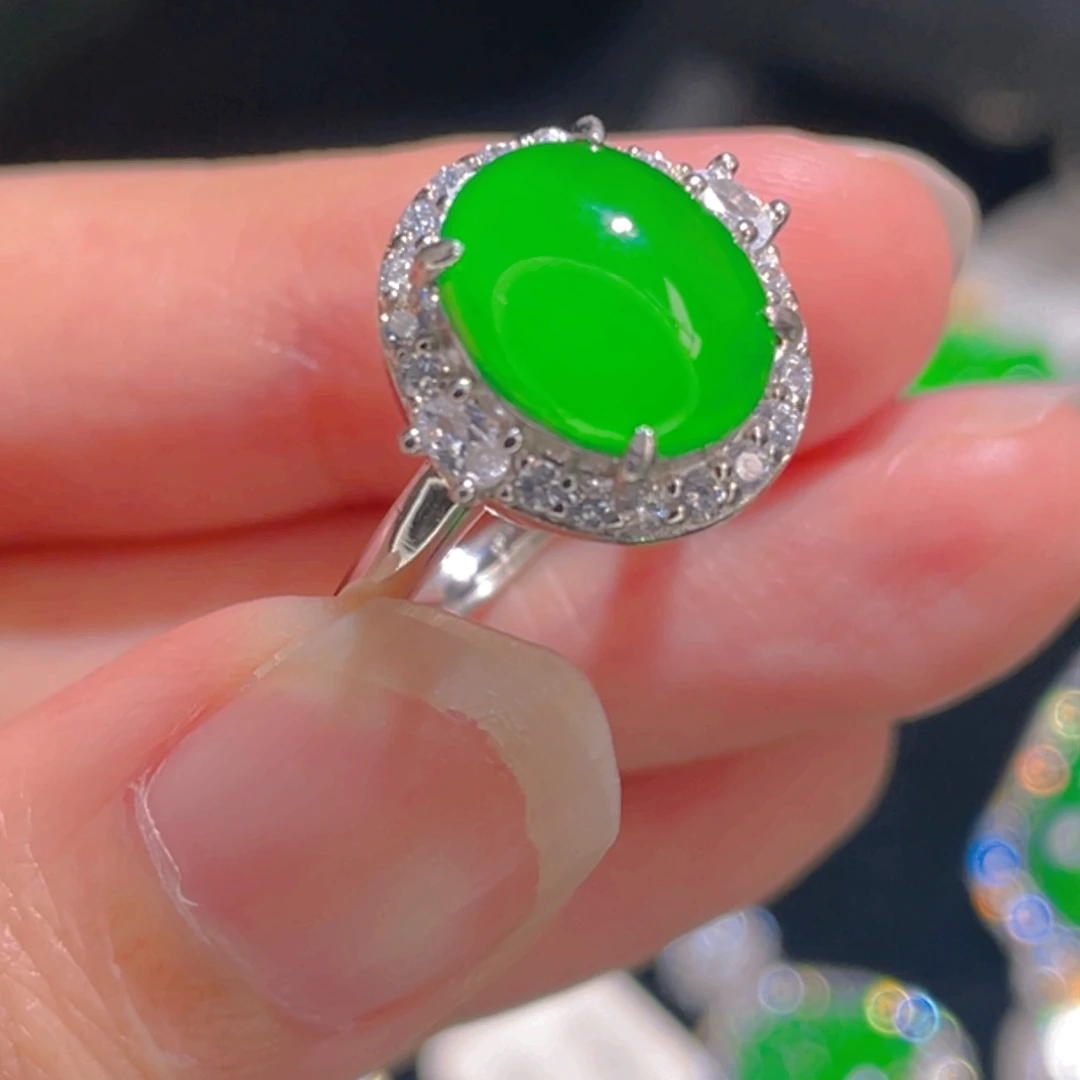翡翠戒指银S925镶嵌111111111111111
