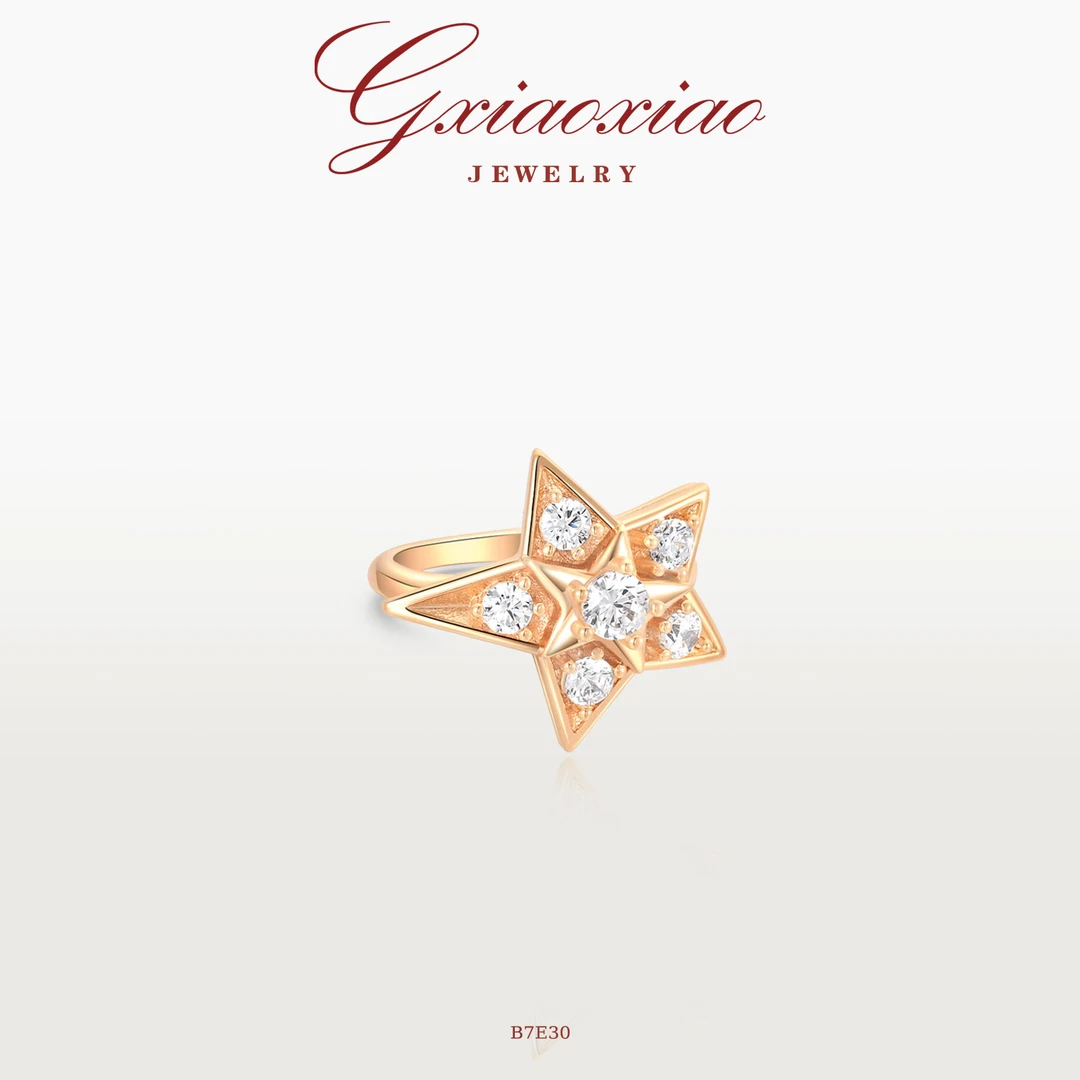 G XIAOXIAO 法式气质时尚百搭五角星精致耳夹 B7E30