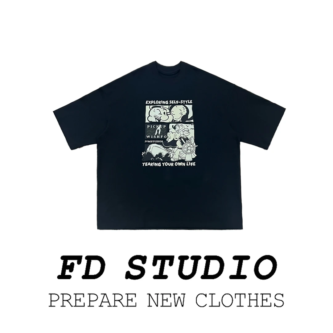 【梵町定制】FD26790夏季新款大版卡通大力水手短袖T恤