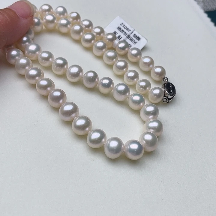 淡水珍珠银S925镶嵌颈饰卡9到10高品极光澳绿炫彩毕业级