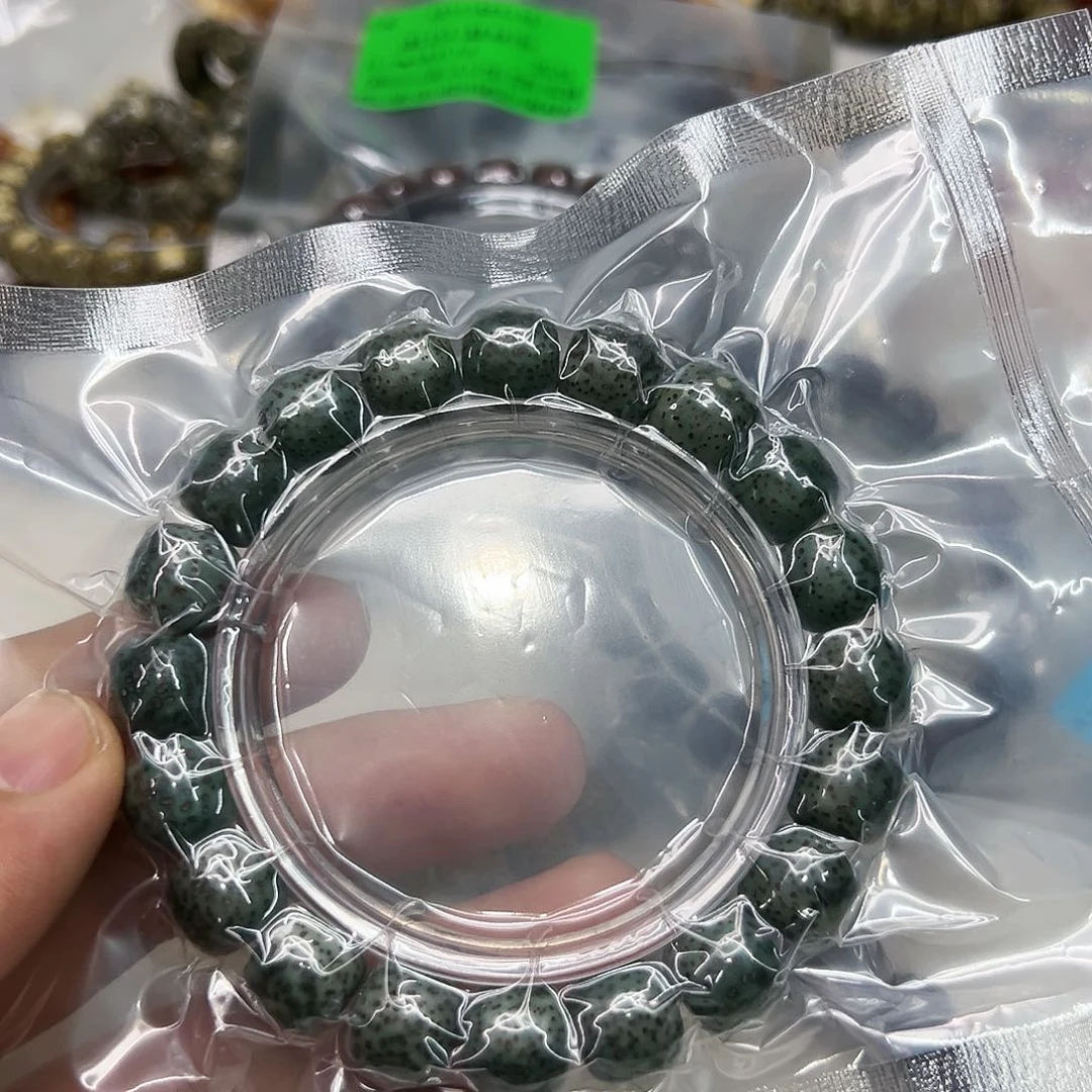 星月菩提手串18高端满绿石玉星月菩提单圈12