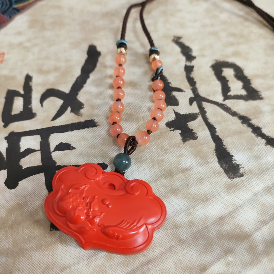 含辰砂工艺品高含量保真朱砂好事莲莲如意锁项链