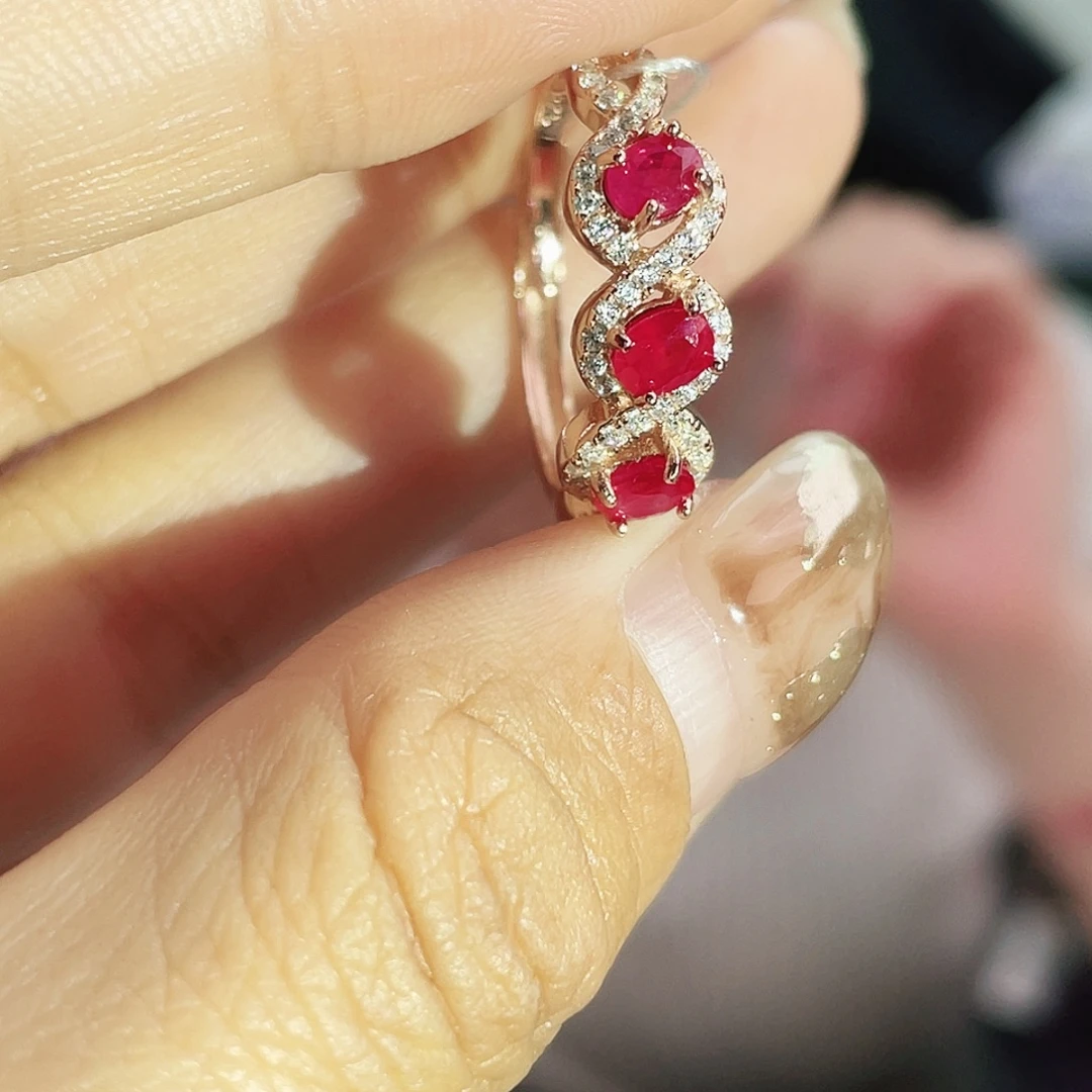 银S925镶嵌戒指红宝石