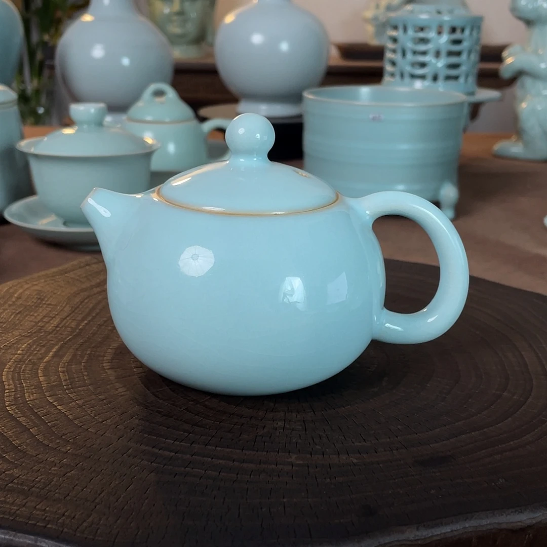 瓷微瑕西施壶原矿汝瓷当代