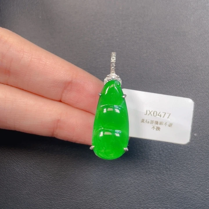 吊坠(不含链)银S925镶嵌翡翠