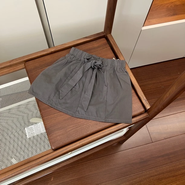 【编号H125】Z20012-08-儿童裤腰绑带纯色短裙灰色-GGJD