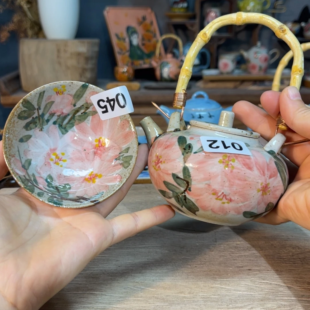 壶素浅陶瓷手工手绘
