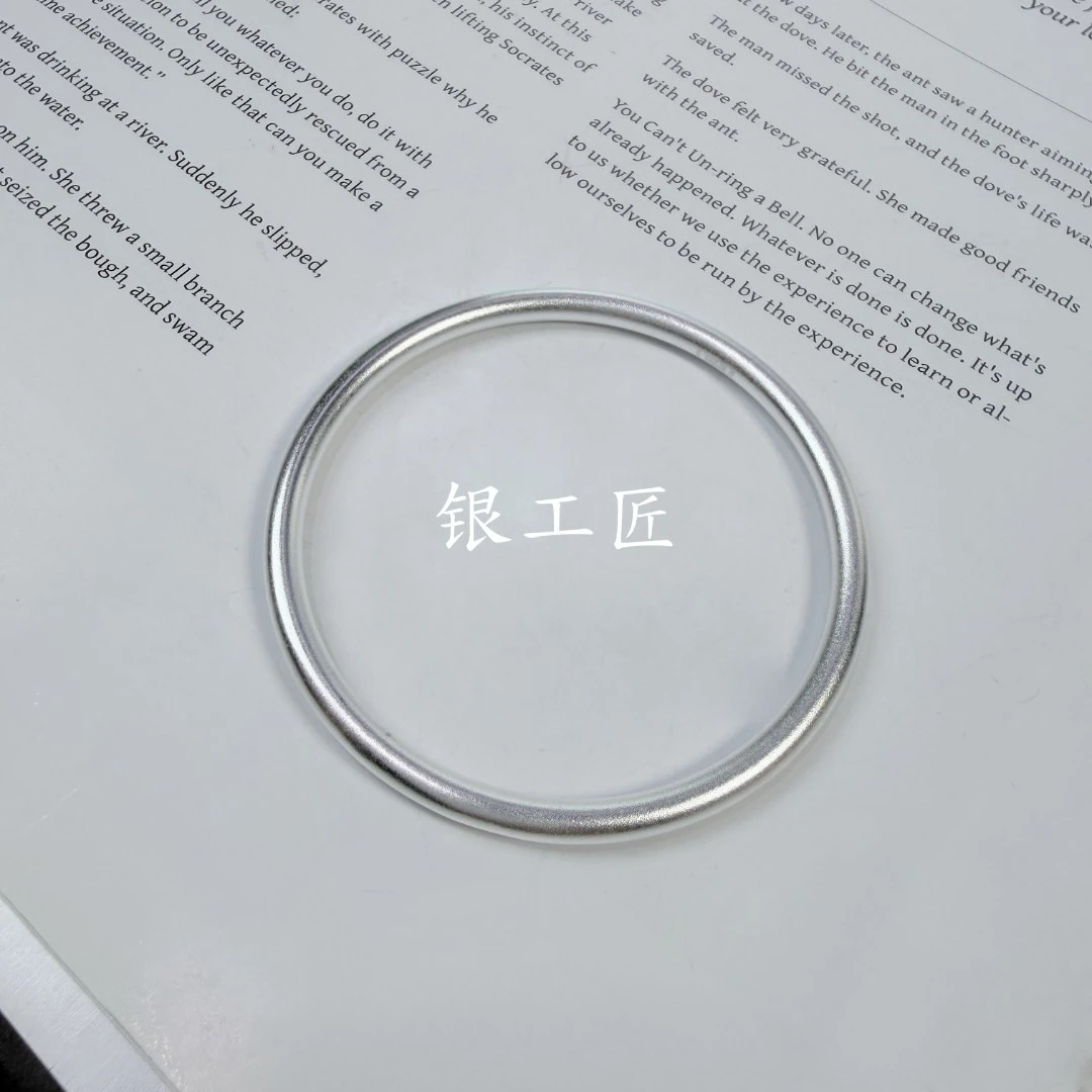 足银手镯  A151 亮面经典圆棍素圈闭口足银手镯
