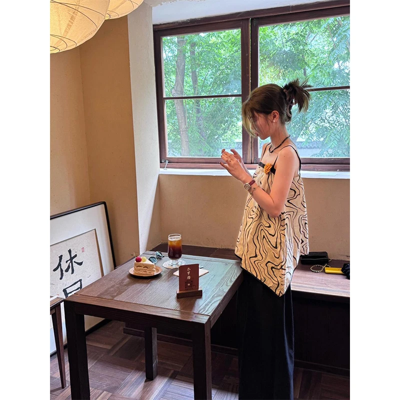 休闲衣服女慵懒风无袖背心显瘦打底衫吊带垂感休闲西装裤拖地裤