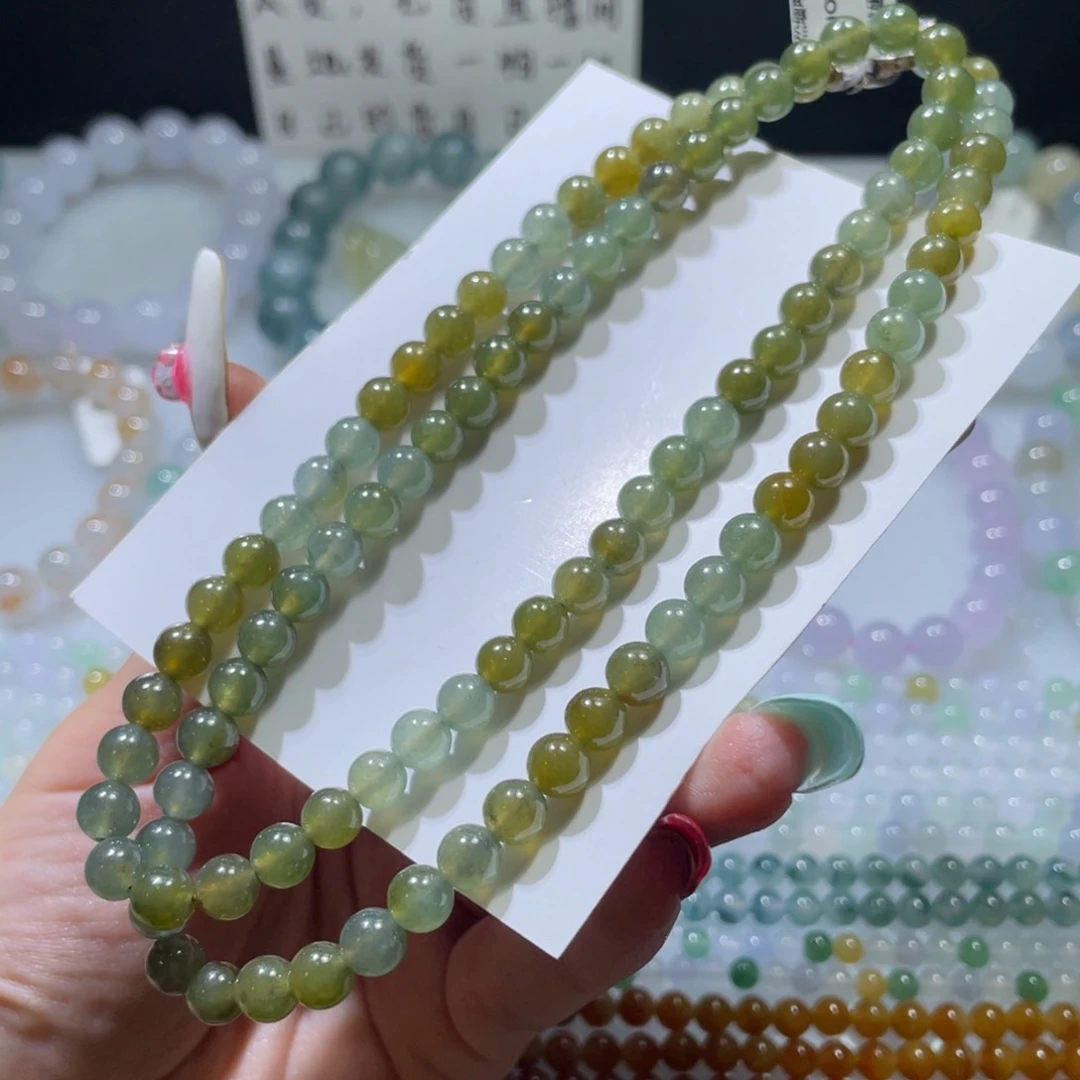 定制翡翠未镶嵌卡6.3珠链