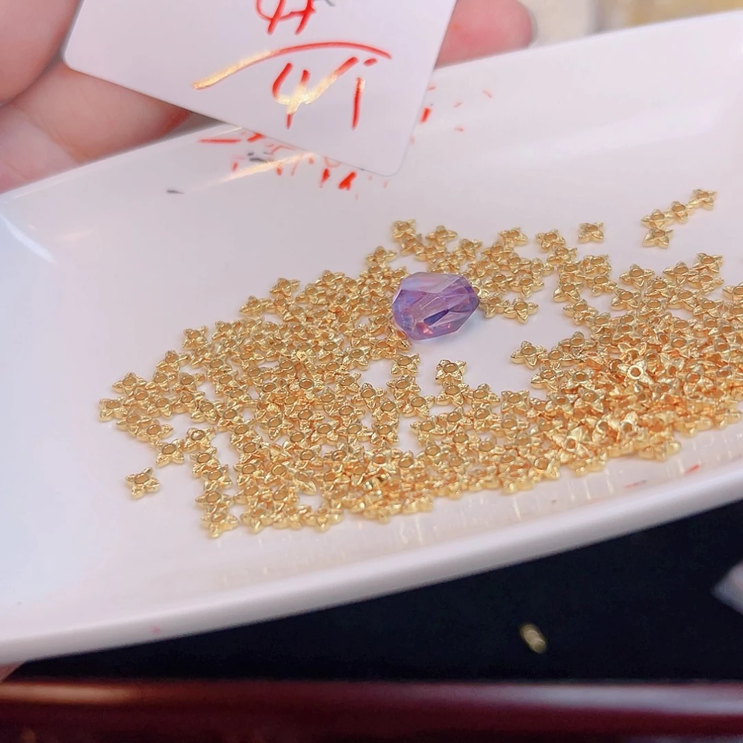 水晶珠宝半成品银S925镀金镶嵌184 。