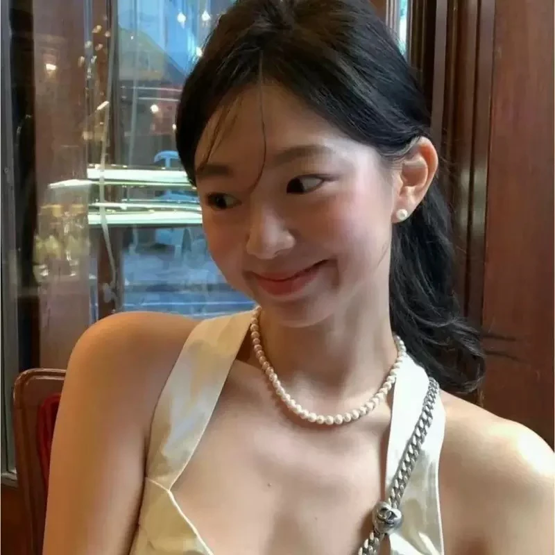 坠链均925银仿珍珠 法式气质珍珠项链女百搭轻奢复古项链